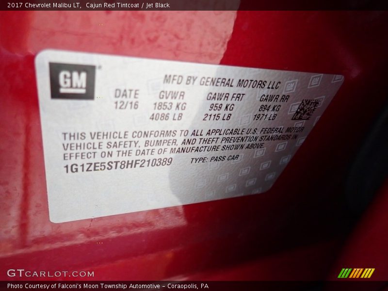 Cajun Red Tintcoat / Jet Black 2017 Chevrolet Malibu LT