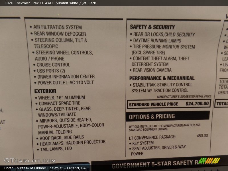 Summit White / Jet Black 2020 Chevrolet Trax LT AWD