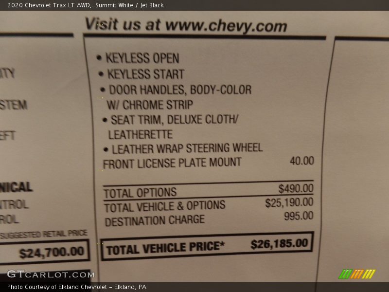 Summit White / Jet Black 2020 Chevrolet Trax LT AWD