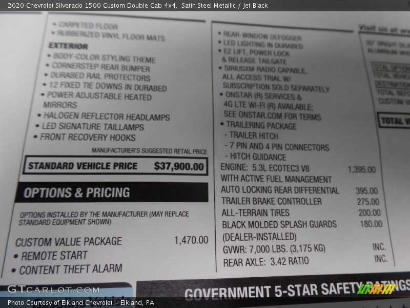  2020 Silverado 1500 Custom Double Cab 4x4 Window Sticker