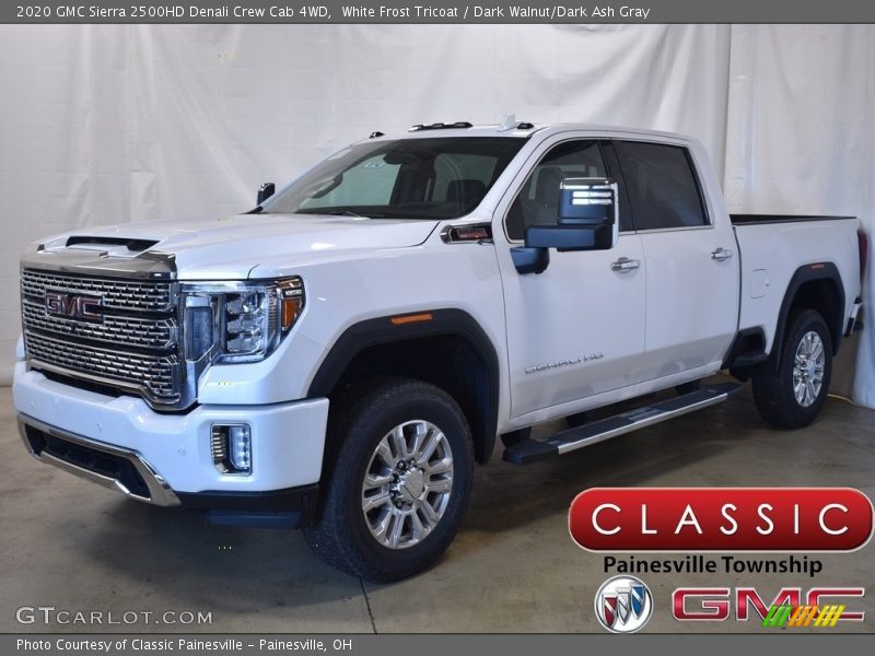 White Frost Tricoat / Dark Walnut/Dark Ash Gray 2020 GMC Sierra 2500HD Denali Crew Cab 4WD