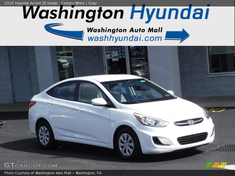 Century White / Gray 2016 Hyundai Accent SE Sedan