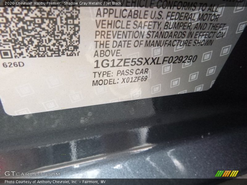 Shadow Gray Metallic / Jet Black 2020 Chevrolet Malibu Premier