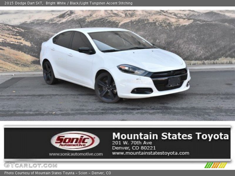 Bright White / Black/Light Tungsten Accent Stitching 2015 Dodge Dart SXT