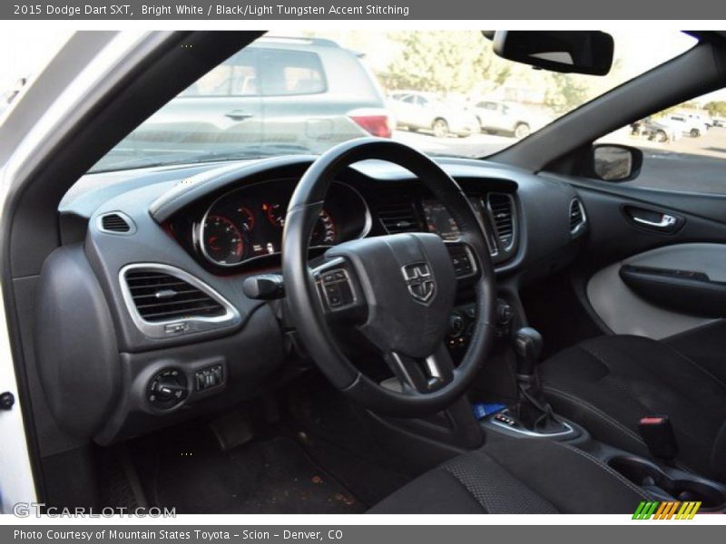 Bright White / Black/Light Tungsten Accent Stitching 2015 Dodge Dart SXT