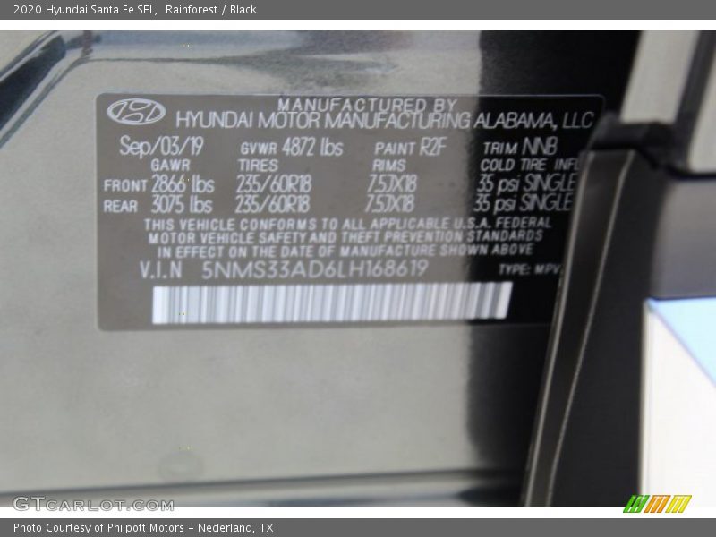 Rainforest / Black 2020 Hyundai Santa Fe SEL