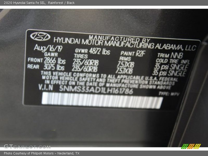 Rainforest / Black 2020 Hyundai Santa Fe SEL