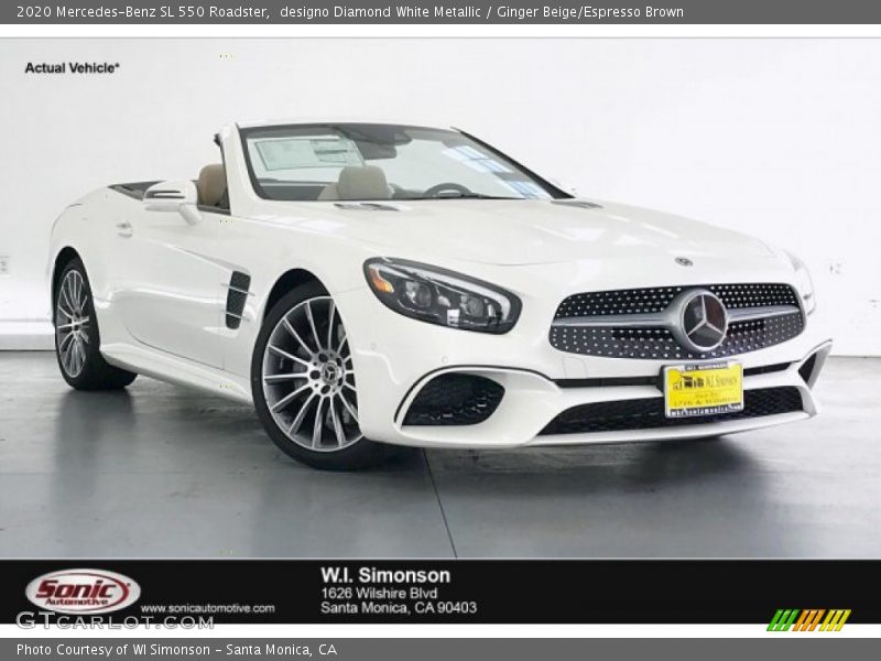 designo Diamond White Metallic / Ginger Beige/Espresso Brown 2020 Mercedes-Benz SL 550 Roadster