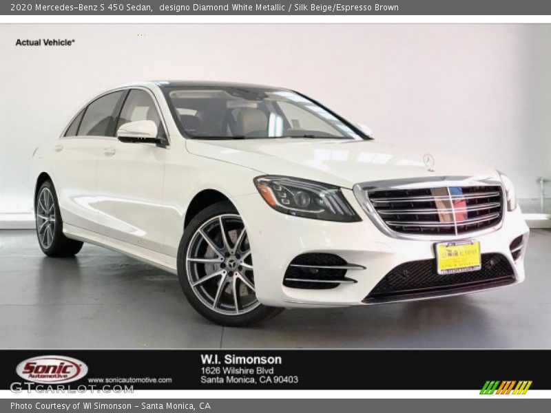 designo Diamond White Metallic / Silk Beige/Espresso Brown 2020 Mercedes-Benz S 450 Sedan