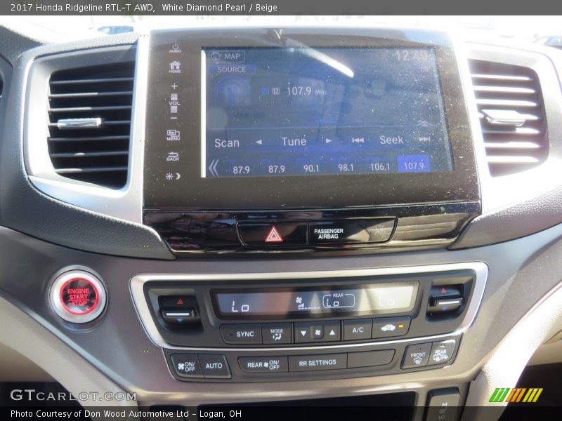 White Diamond Pearl / Beige 2017 Honda Ridgeline RTL-T AWD