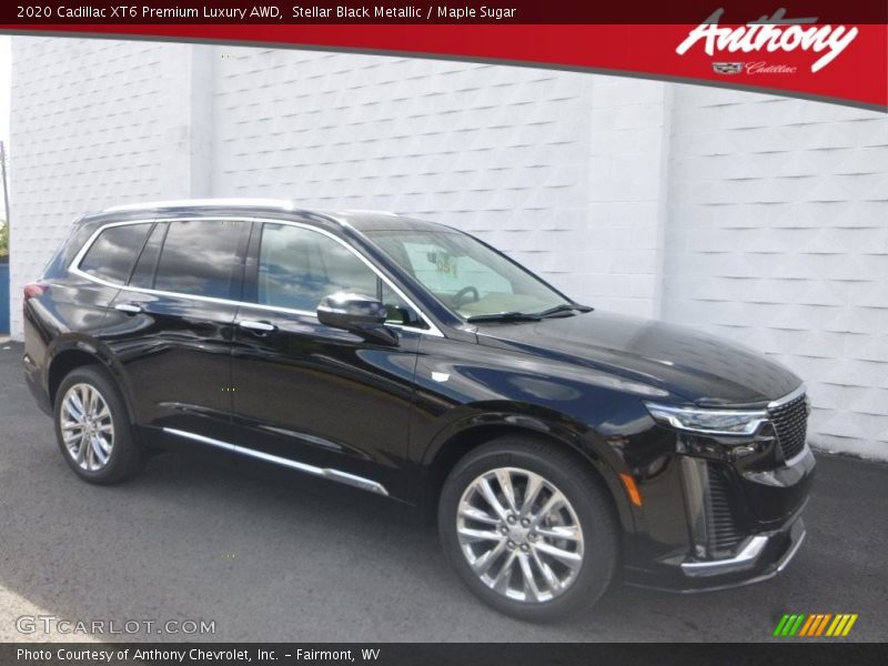 Stellar Black Metallic / Maple Sugar 2020 Cadillac XT6 Premium Luxury AWD