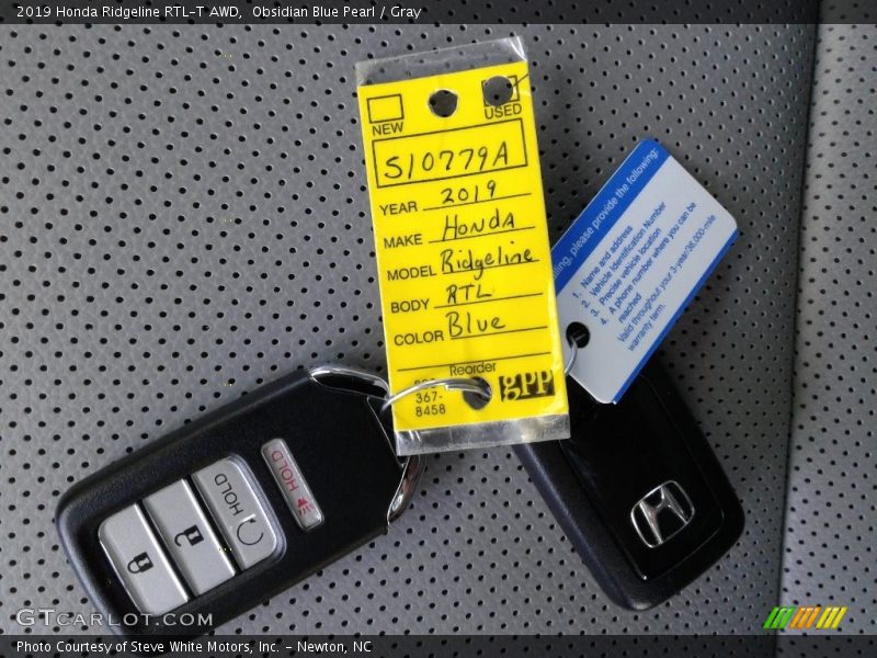 Obsidian Blue Pearl / Gray 2019 Honda Ridgeline RTL-T AWD