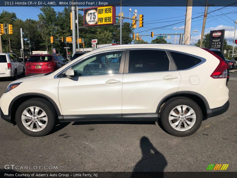 White Diamond Pearl / Beige 2013 Honda CR-V EX-L AWD