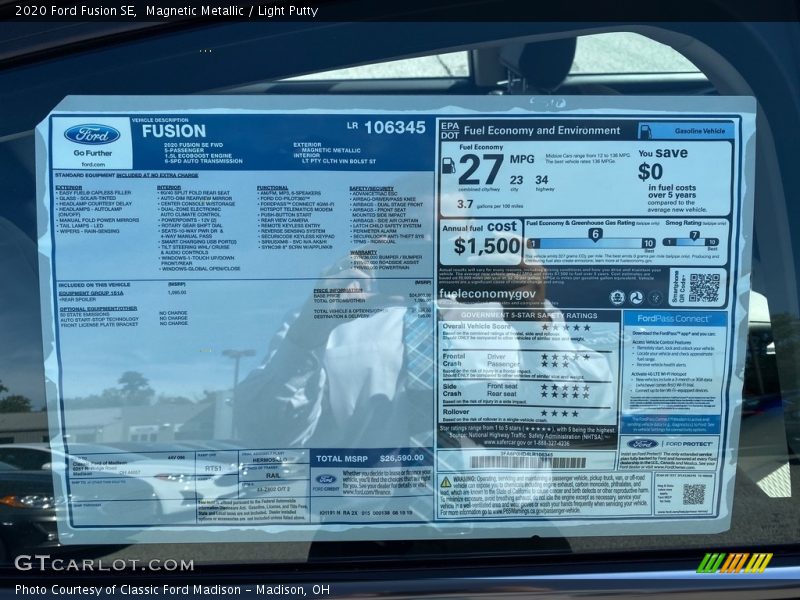  2020 Fusion SE Window Sticker