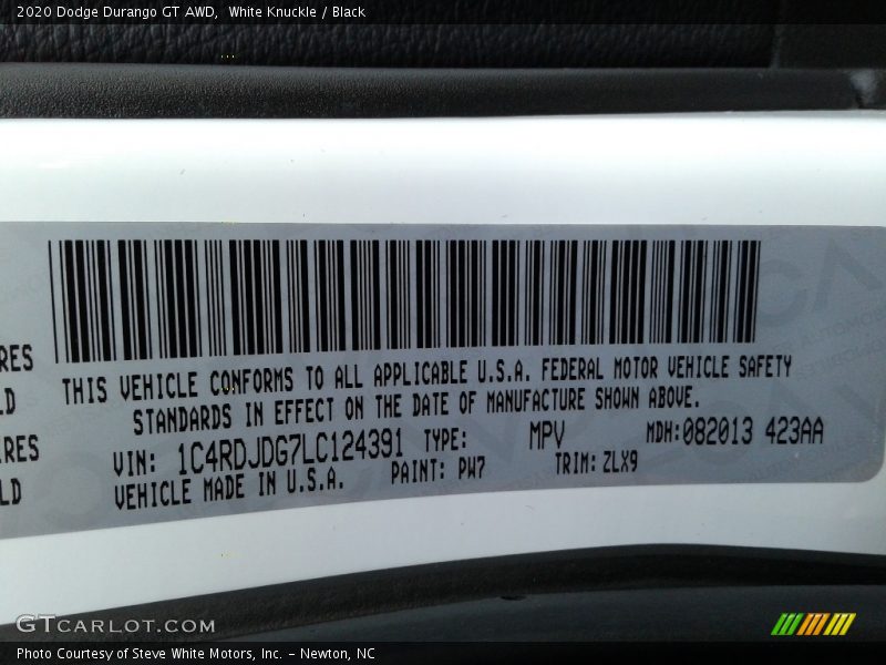 White Knuckle / Black 2020 Dodge Durango GT AWD