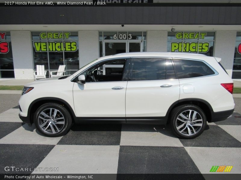 White Diamond Pearl / Black 2017 Honda Pilot Elite AWD