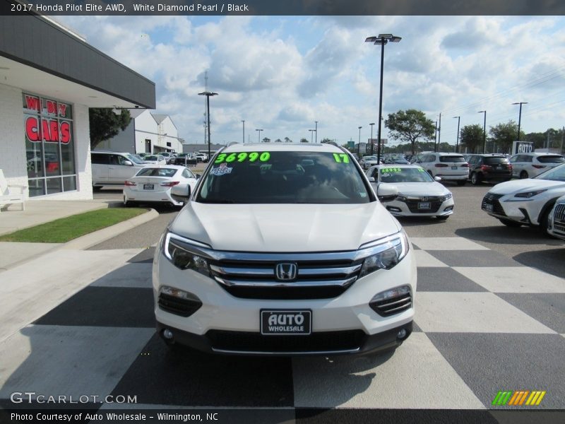 White Diamond Pearl / Black 2017 Honda Pilot Elite AWD