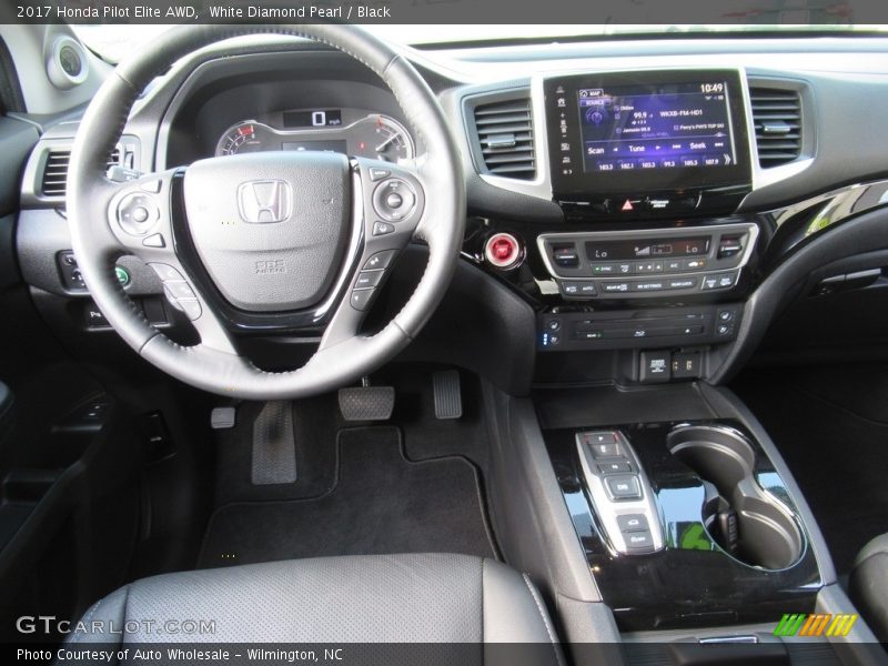 White Diamond Pearl / Black 2017 Honda Pilot Elite AWD
