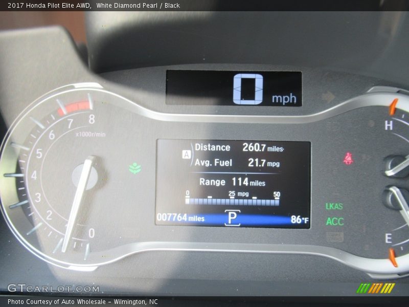 White Diamond Pearl / Black 2017 Honda Pilot Elite AWD