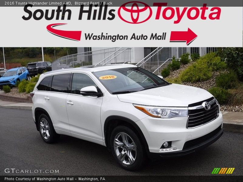 Blizzard Pearl / Black 2016 Toyota Highlander Limited AWD
