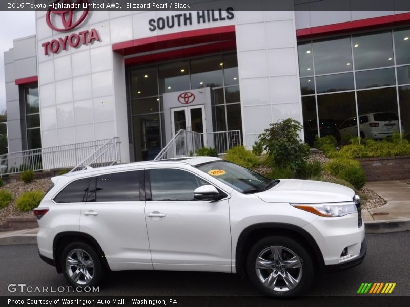 Blizzard Pearl / Black 2016 Toyota Highlander Limited AWD