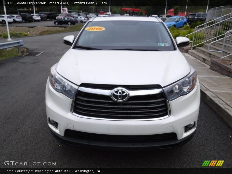 Blizzard Pearl / Black 2016 Toyota Highlander Limited AWD