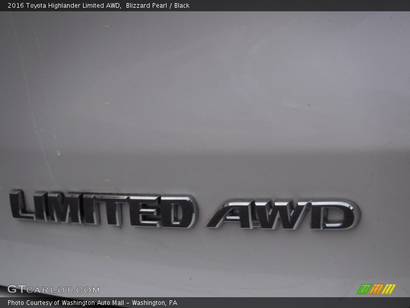 Blizzard Pearl / Black 2016 Toyota Highlander Limited AWD