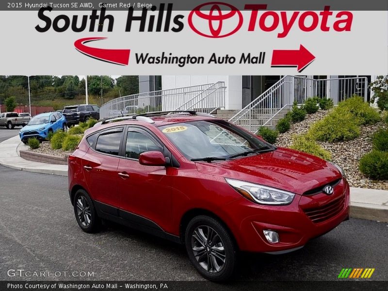 Garnet Red / Beige 2015 Hyundai Tucson SE AWD