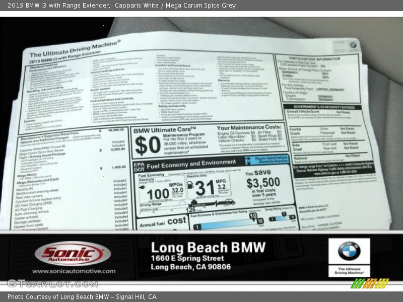 Capparis White / Mega Carum Spice Grey 2019 BMW i3 with Range Extender