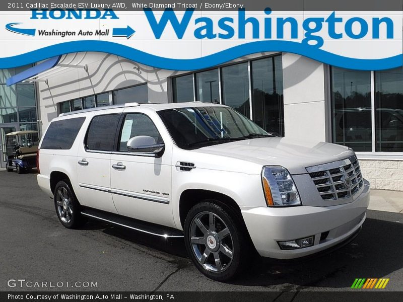 White Diamond Tricoat / Ebony/Ebony 2011 Cadillac Escalade ESV Luxury AWD