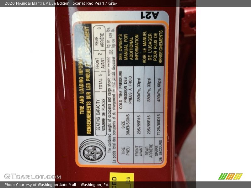 Scarlet Red Pearl / Gray 2020 Hyundai Elantra Value Edition