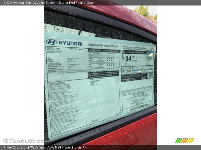Scarlet Red Pearl / Gray 2020 Hyundai Elantra Value Edition