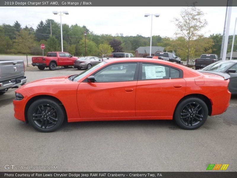 Go Mango / Black 2019 Dodge Charger SXT AWD