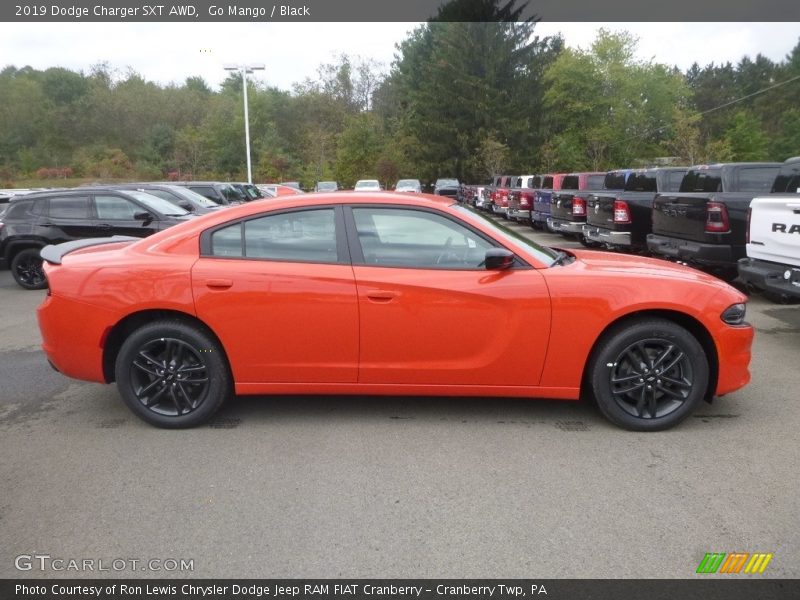 Go Mango / Black 2019 Dodge Charger SXT AWD