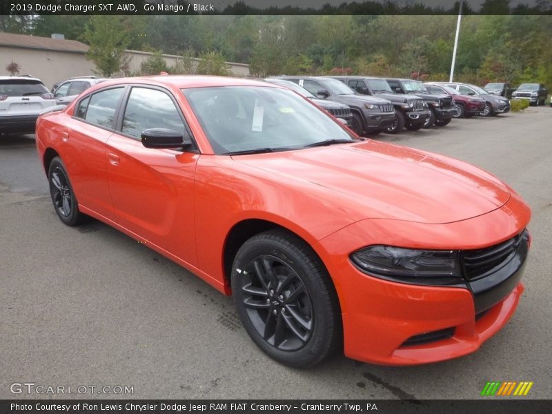 Go Mango / Black 2019 Dodge Charger SXT AWD