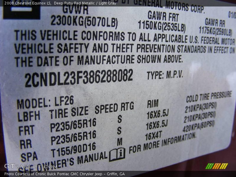 Deep Ruby Red Metallic / Light Gray 2008 Chevrolet Equinox LS