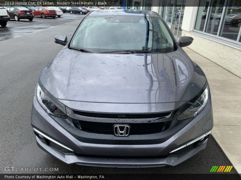 Modern Steel Metallic / Black 2019 Honda Civic EX Sedan