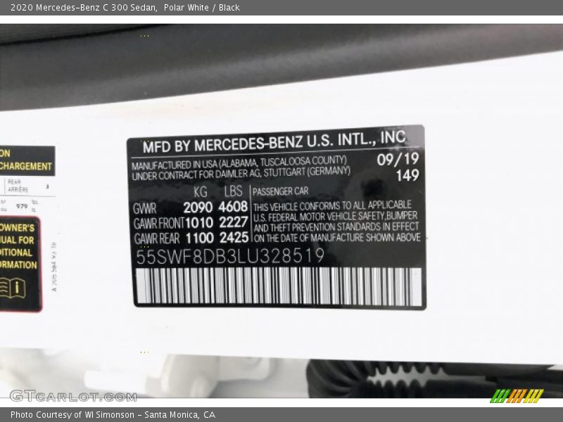 Polar White / Black 2020 Mercedes-Benz C 300 Sedan