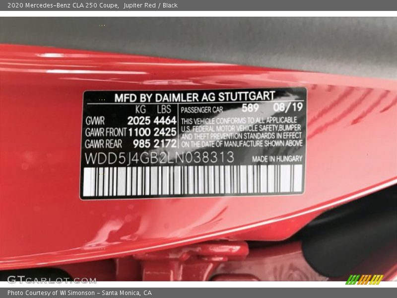 Jupiter Red / Black 2020 Mercedes-Benz CLA 250 Coupe