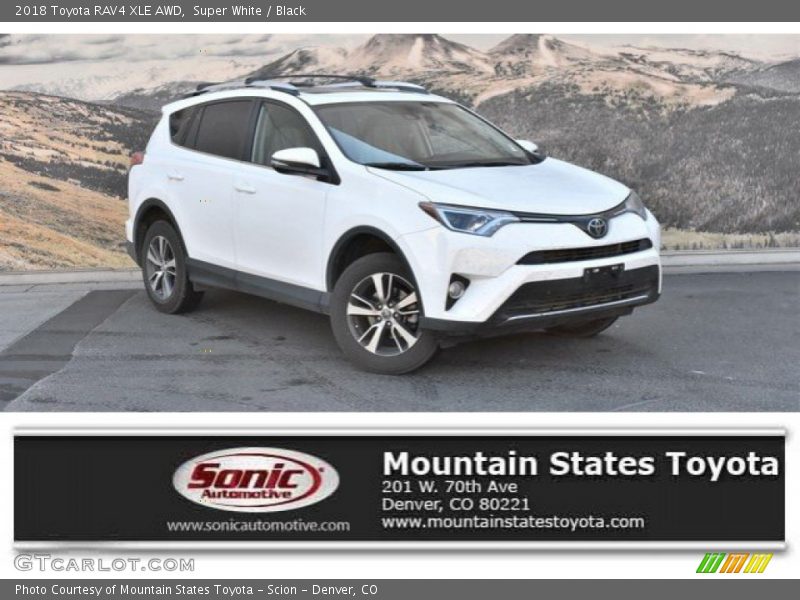 Super White / Black 2018 Toyota RAV4 XLE AWD