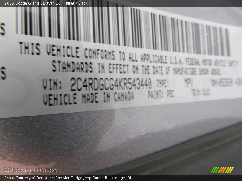 Billet / Black 2019 Dodge Grand Caravan SXT