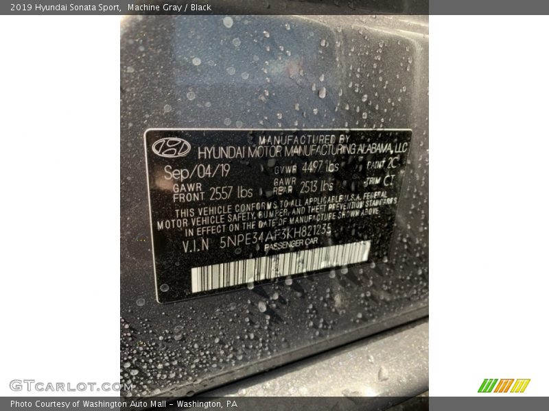 Machine Gray / Black 2019 Hyundai Sonata Sport