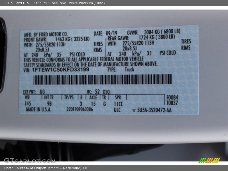 White Platinum / Black 2019 Ford F150 Platinum SuperCrew