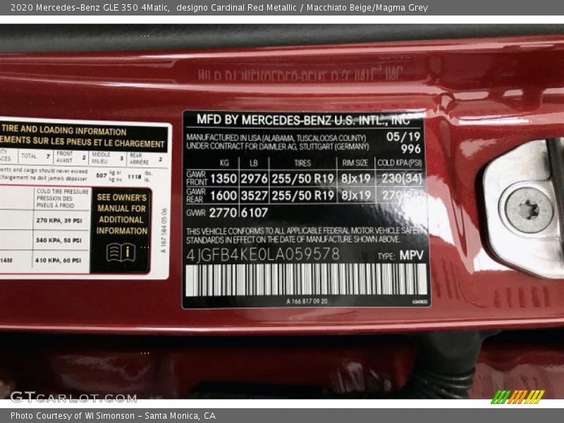 designo Cardinal Red Metallic / Macchiato Beige/Magma Grey 2020 Mercedes-Benz GLE 350 4Matic