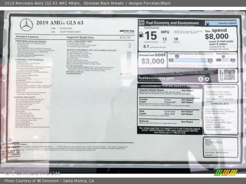Obsidian Black Metallic / designo Porcelain/Black 2019 Mercedes-Benz GLS 63 AMG 4Matic