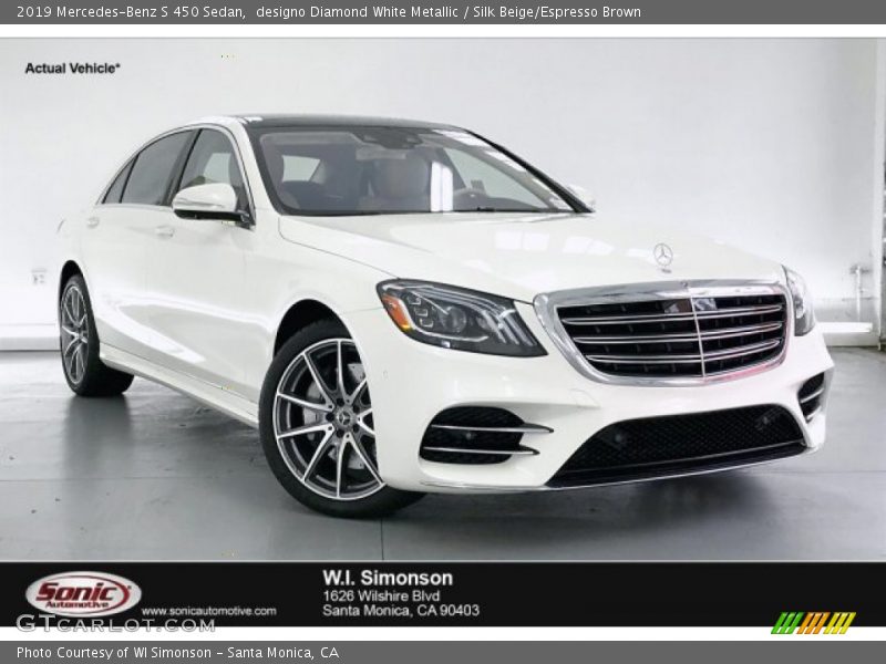 designo Diamond White Metallic / Silk Beige/Espresso Brown 2019 Mercedes-Benz S 450 Sedan