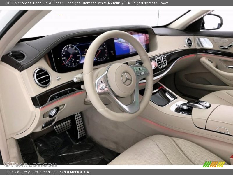 designo Diamond White Metallic / Silk Beige/Espresso Brown 2019 Mercedes-Benz S 450 Sedan