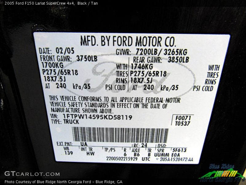 Black / Tan 2005 Ford F150 Lariat SuperCrew 4x4