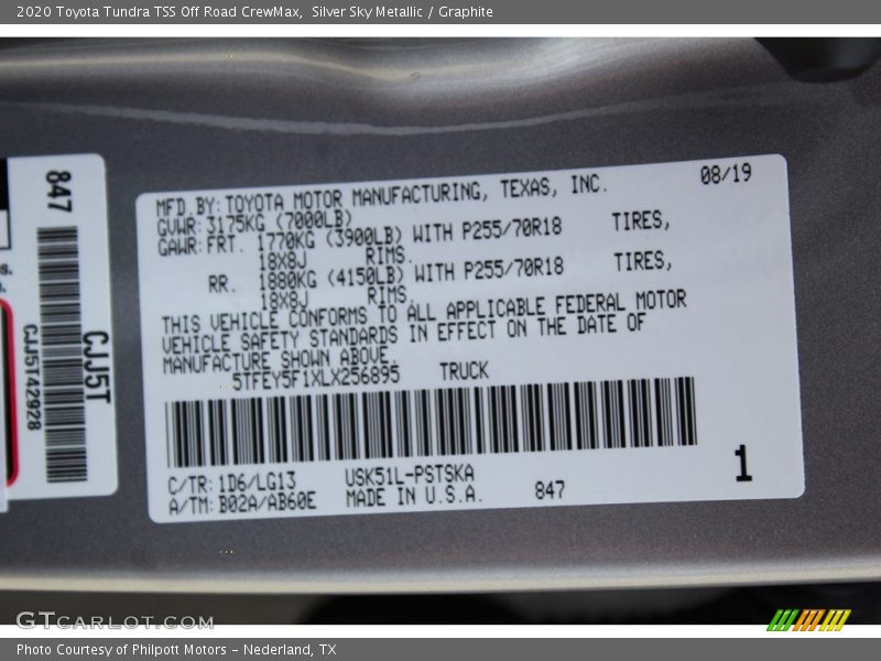 Silver Sky Metallic / Graphite 2020 Toyota Tundra TSS Off Road CrewMax