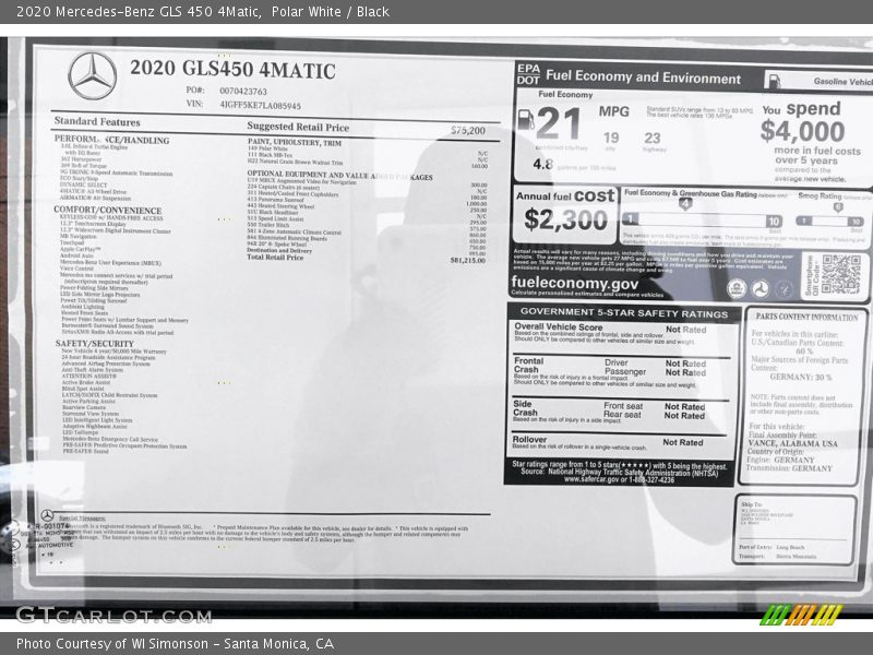 Polar White / Black 2020 Mercedes-Benz GLS 450 4Matic